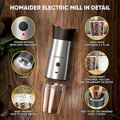Homaider Electric Salt and Pepper Grinder - Homaider