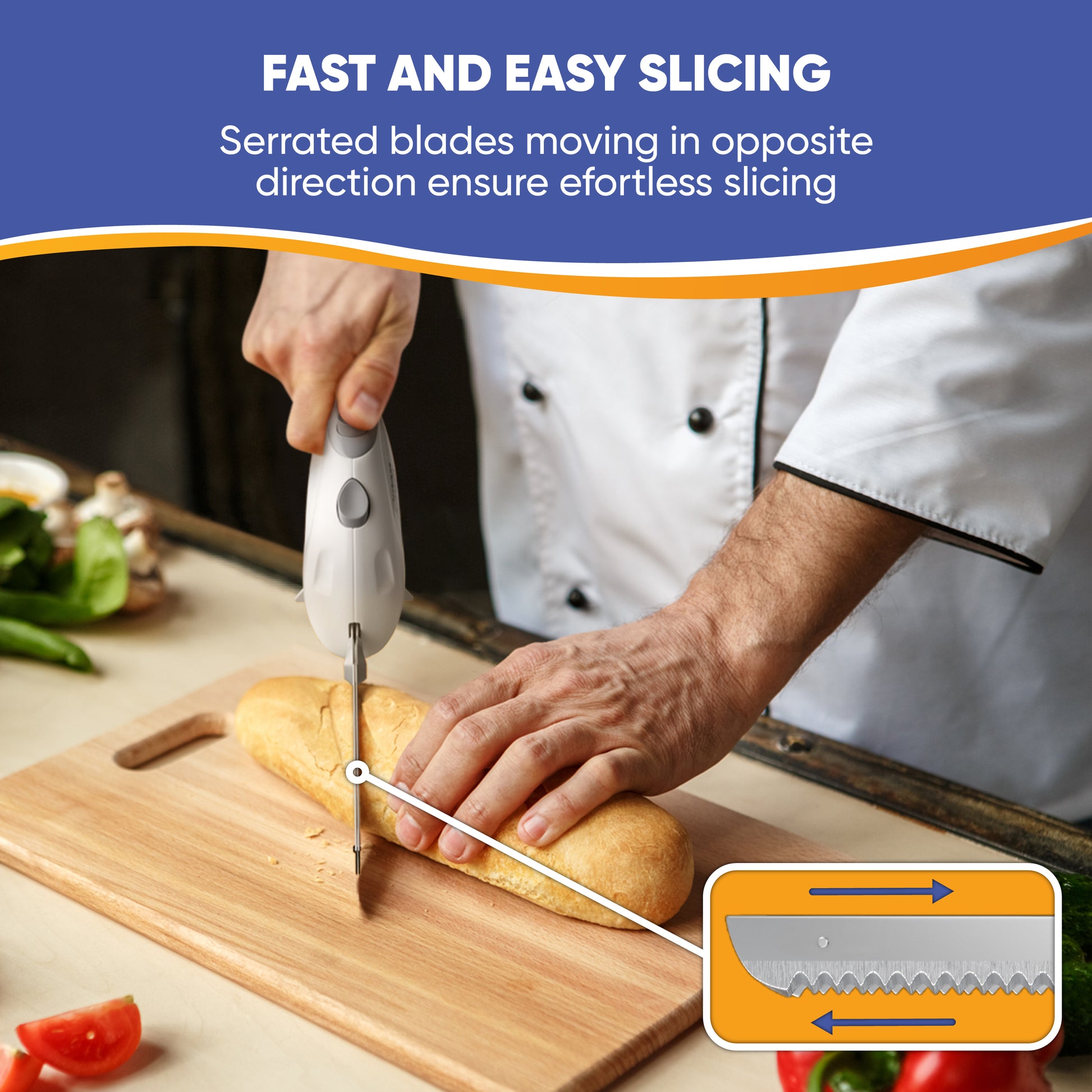 Prikoi Electric Knife - Easy-Slice Serrated Edge Blades for Carving Meat,  Bread, Turkey, Ribs, Fillet, DIY, Ergonomic Handle + 2 Blades for Raw 